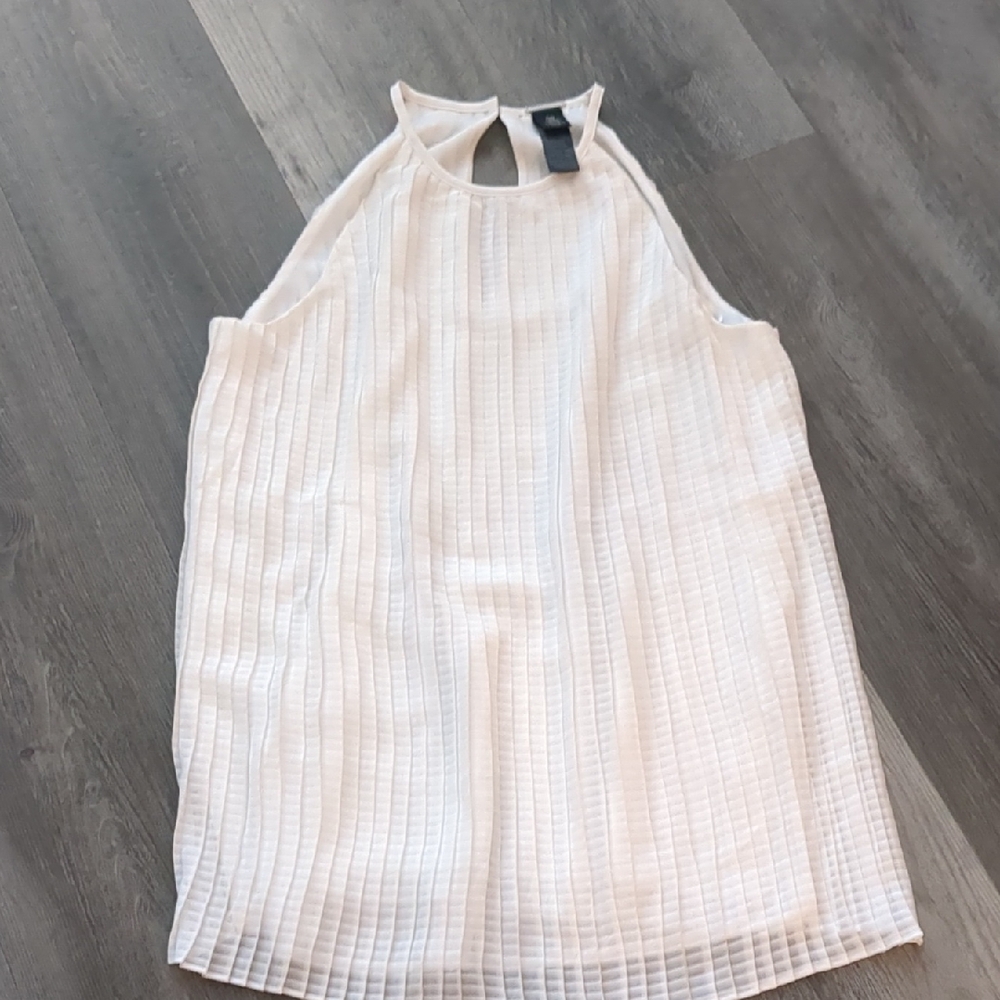 Chico's Black Label: White Pleated Sleeveless Halter Style Top